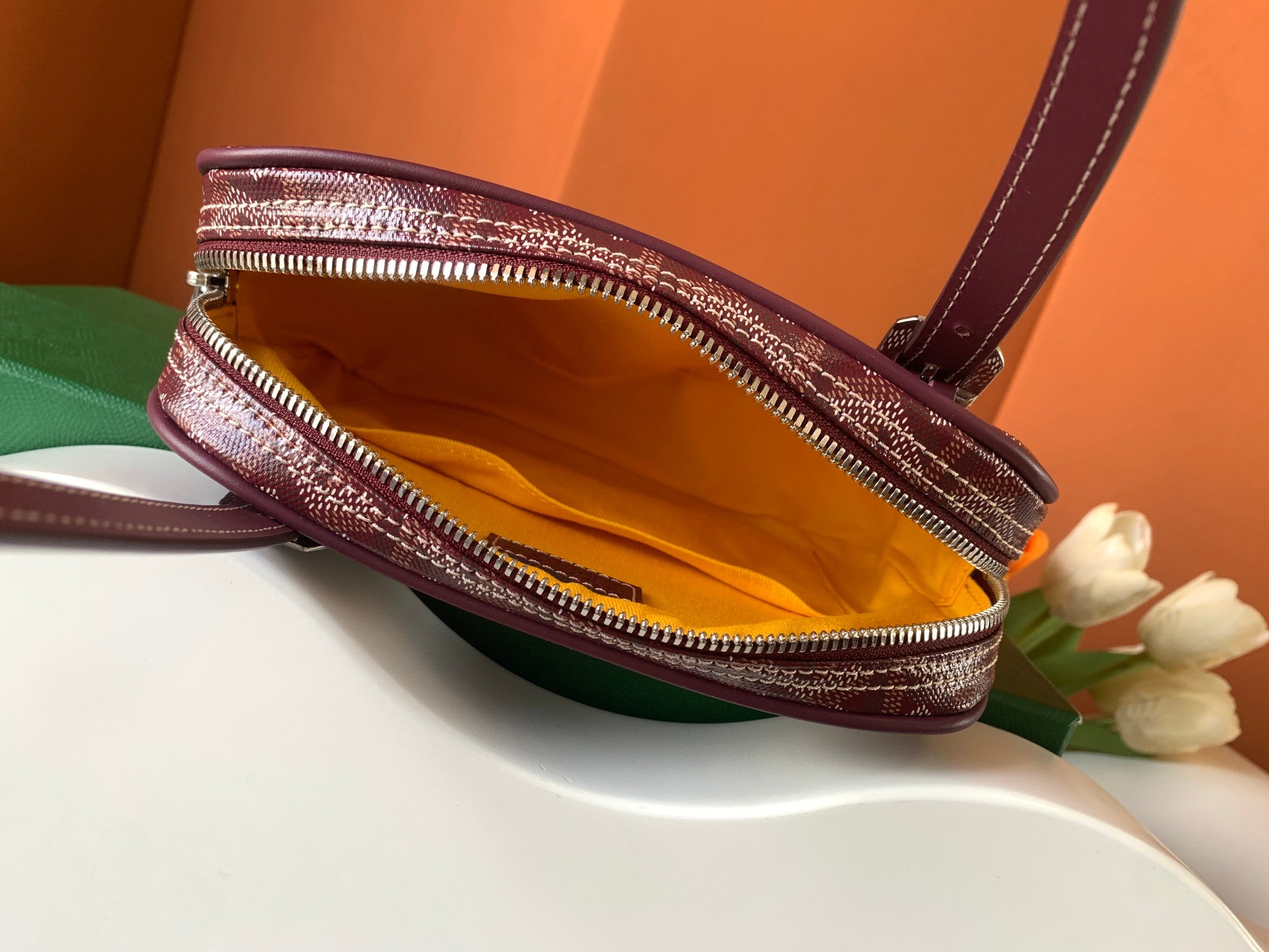 Goyard Yona Bag Coated MM 21Cm Burgundy Canvas