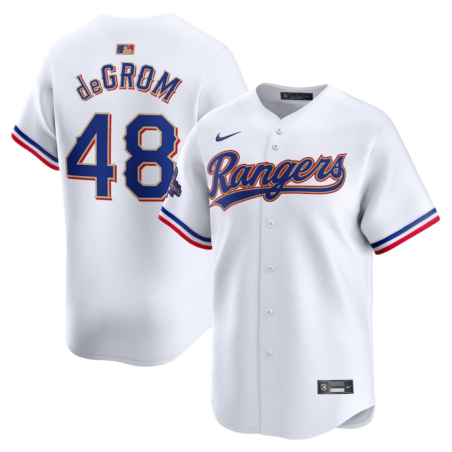 Jacob deGrom Texas Rangers 2024 Gold Collection Limited Player Jersey  White