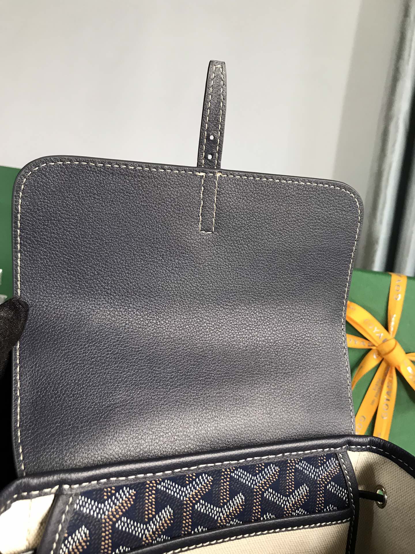 Goyard Alpin Mini Backpack 21cm Navy Blue Lambskin And Goyardine Canvas