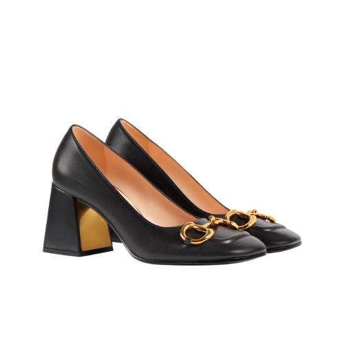 Gucci Women’S Mid Heel Pump With Horsebit Black
