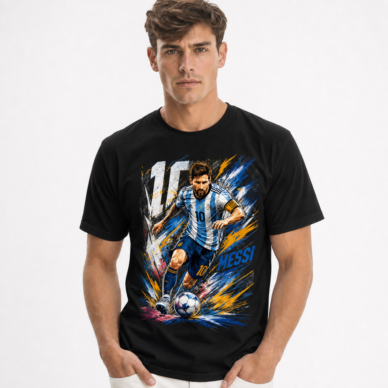 Messi World Cup Printed T-Shirt Unisex Loose Fit T-Shirt 100% Cotton Soft Comfortable Summer Casual Printed Top