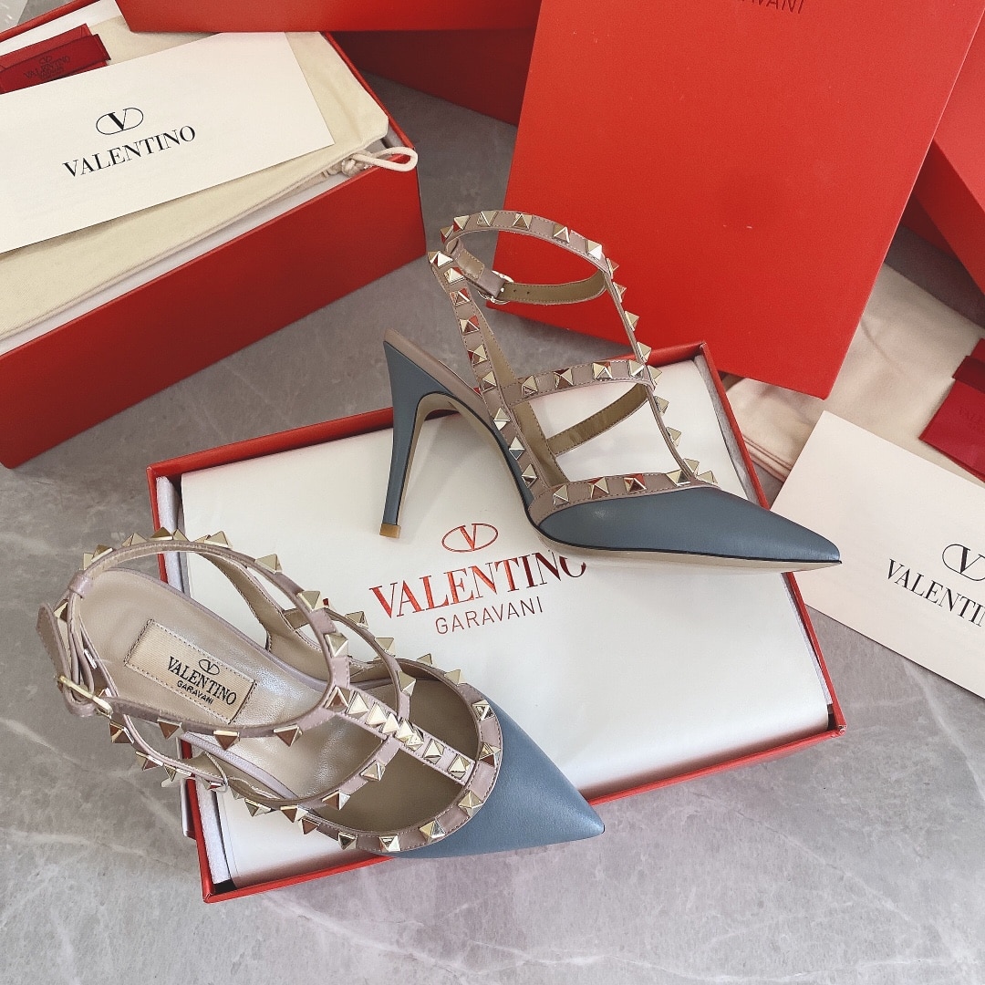 Valentino Patent Rockstud Caged Pump 100Mm Blue