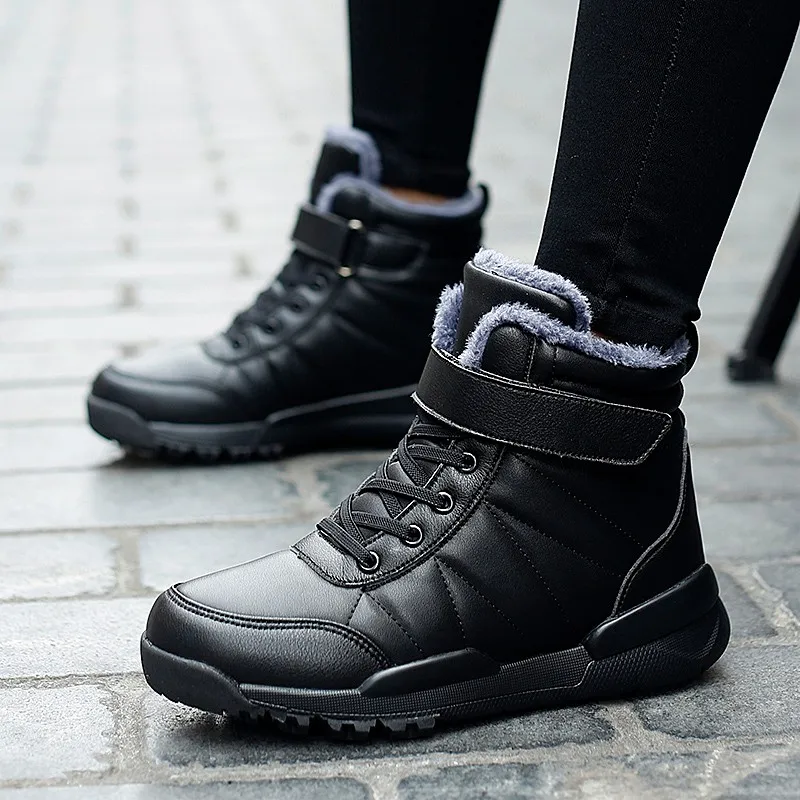 New Waterproof Snow Boots Women Winter Thick Plush Ankle Boots Woman Non Slip Warm Winter Shoes Ladies Leather Boots