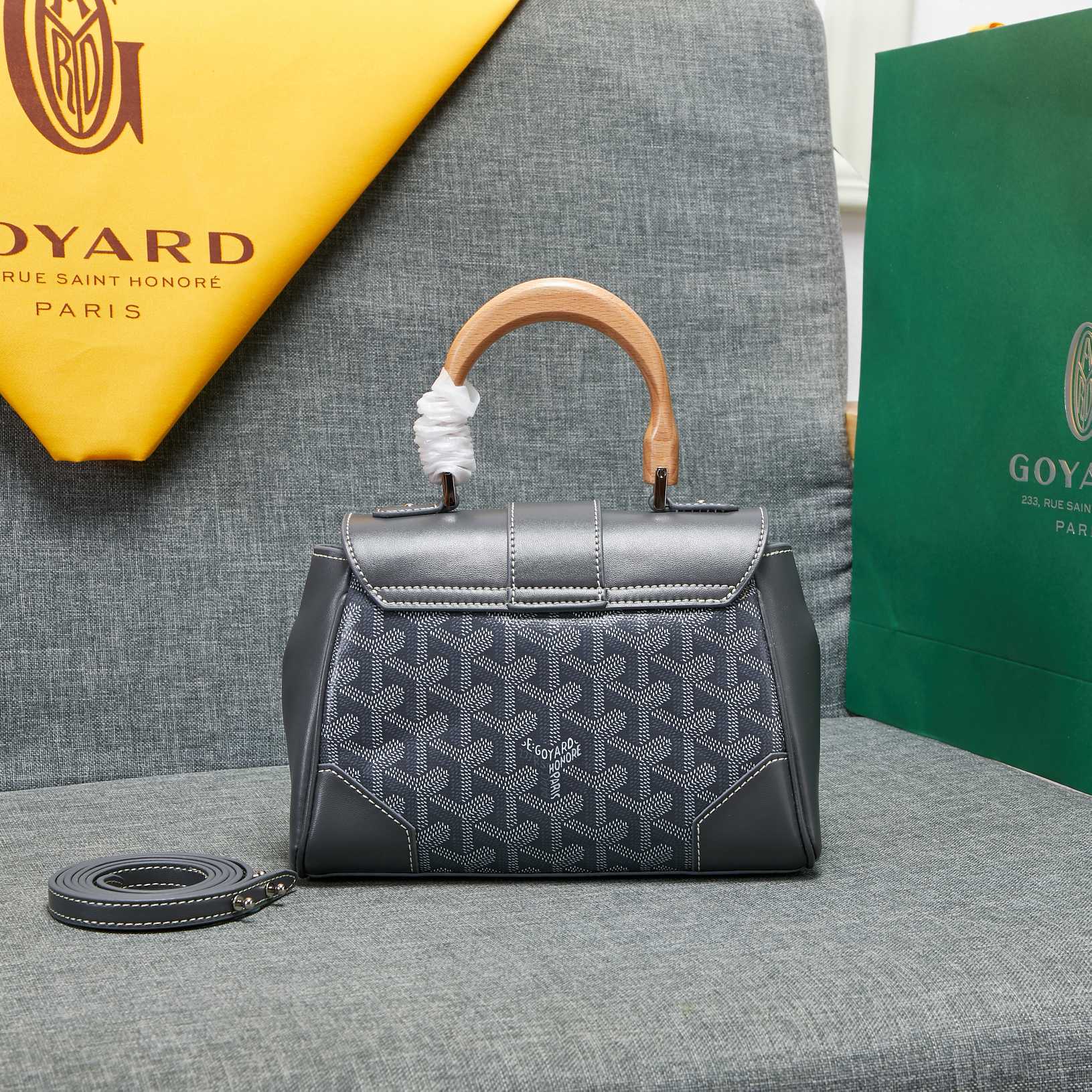Goyard Saigon Souple Mini Bag Grey Canvas 20cm
