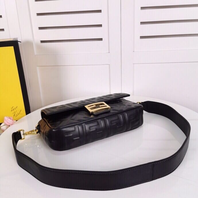 Fendi Baguette Leather Black Nappa Bag 27Cm