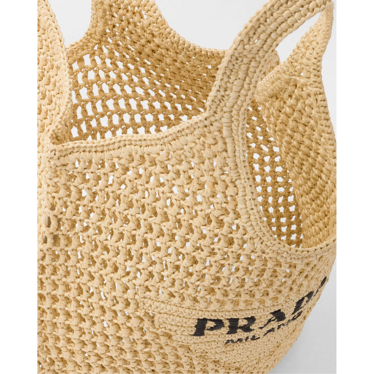 Prada Raffia Tote Bag Beige Straw Beach Bag 51 cm
