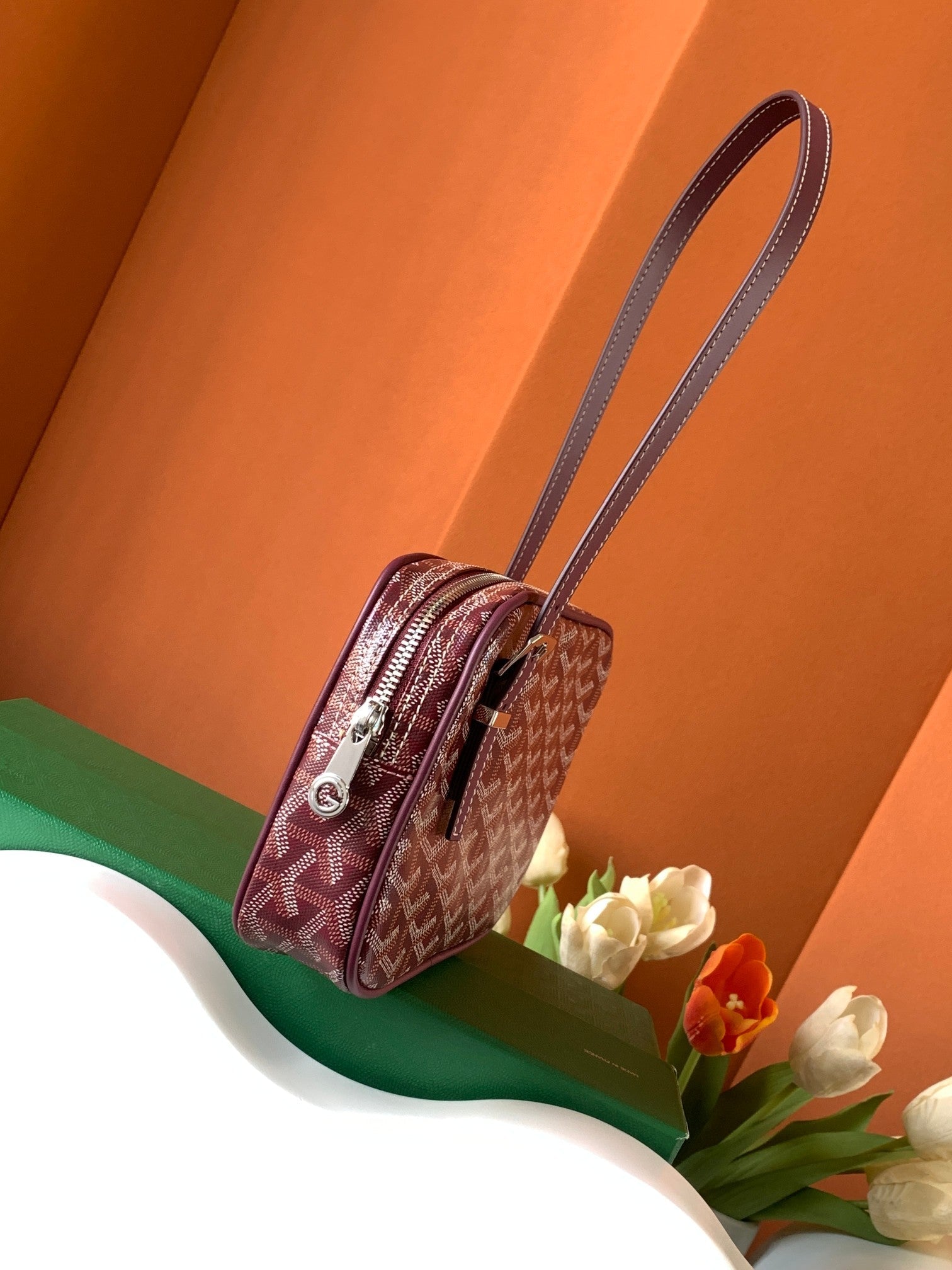 Goyard Yona Bag Coated MM 21Cm Burgundy Canvas