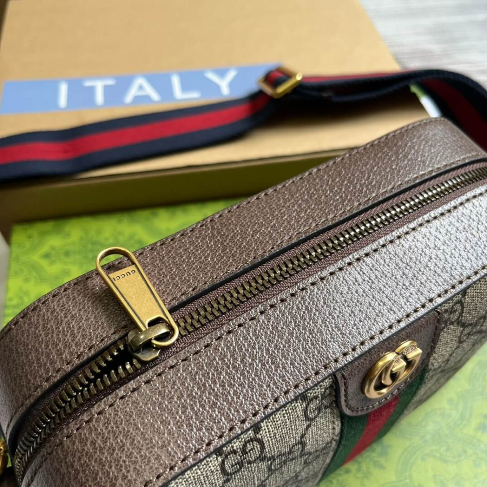 Gucci Ophidia Small Crossbody Bag Beige/Ebony 24cm/9.4in