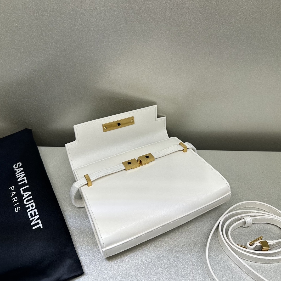 Saint Laurent Manhattan Small Shoulder Bag In Box Saint Laurent Leather White 19Cm