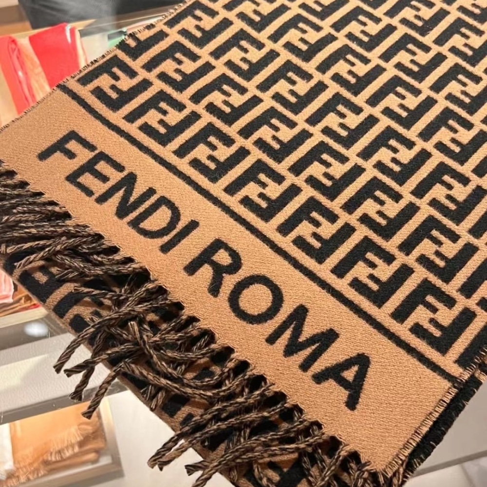 Fendi Ff Scarf Wool And Cashmere Brown Fxt113aqcwf0qe1