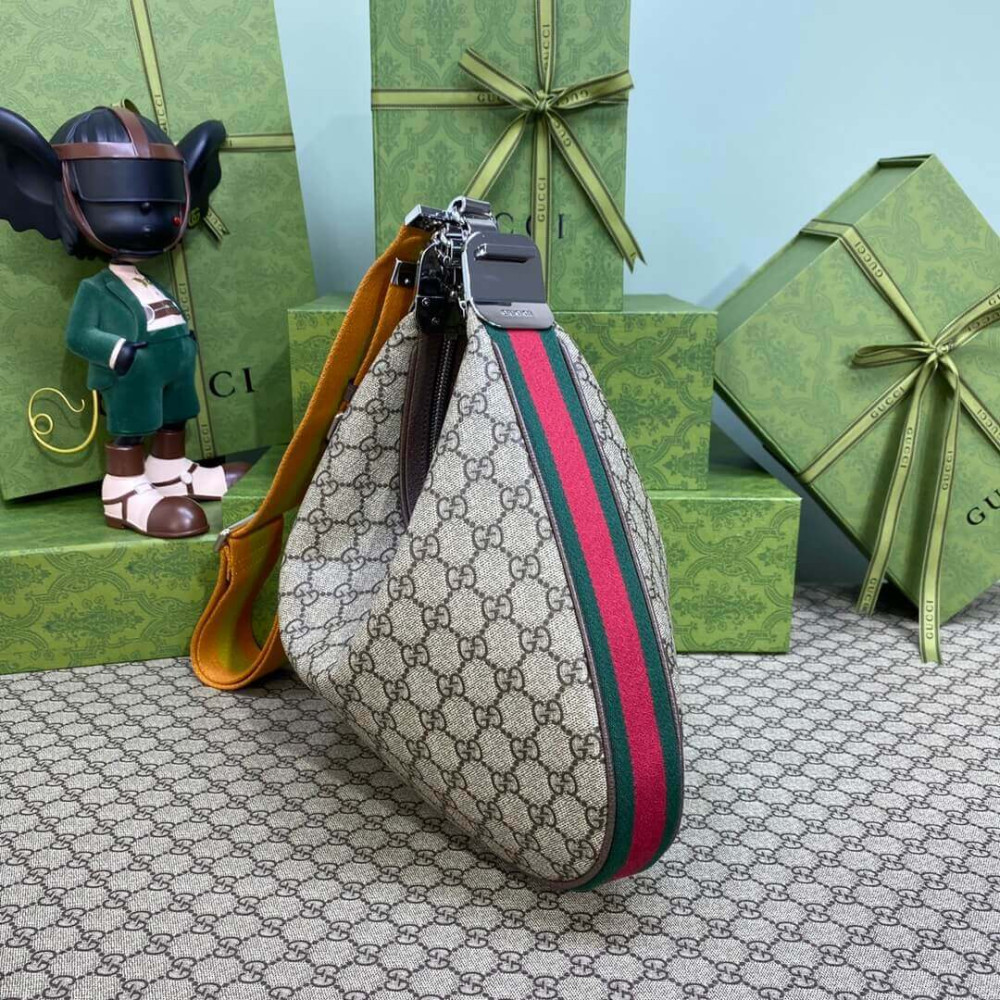 Gucci GG Supreme Attache Medium Shoulder Bag Coffee
