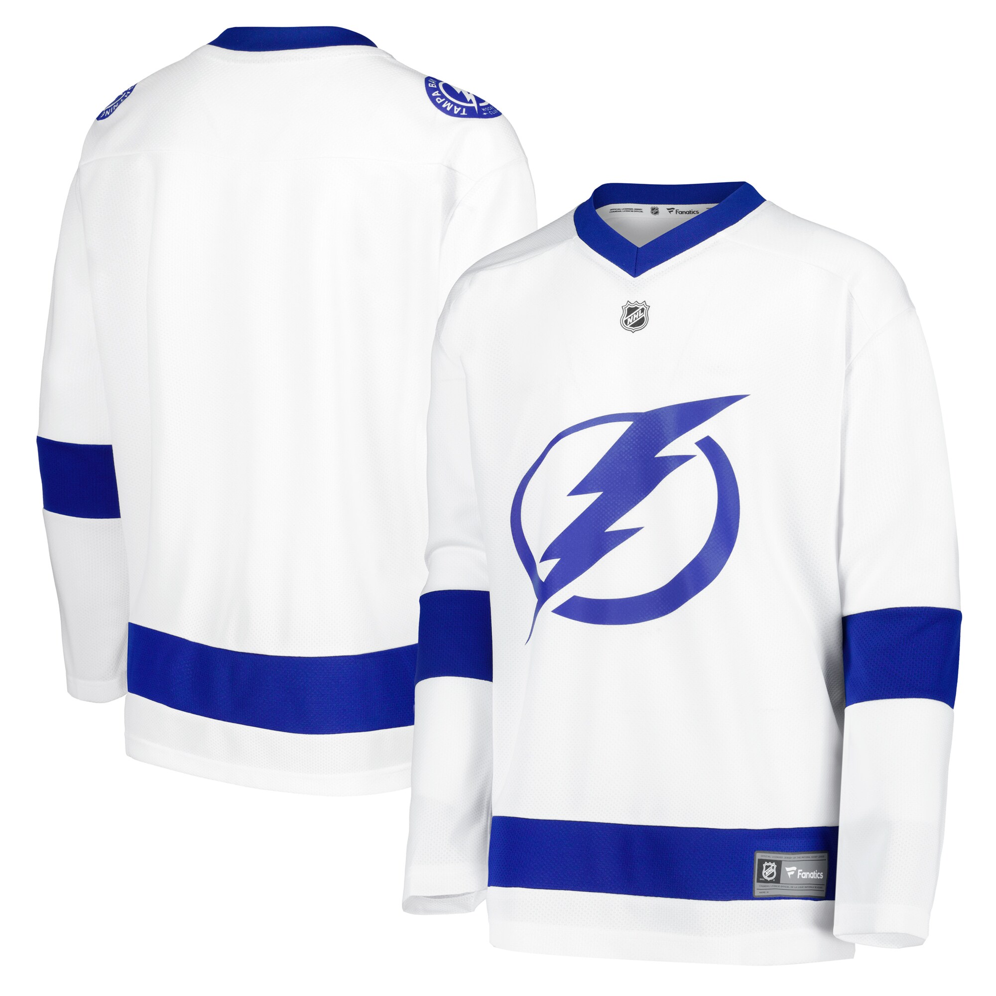 Tampa Bay Lightning Fanatics Youth Away Replica Blank Jersey – White