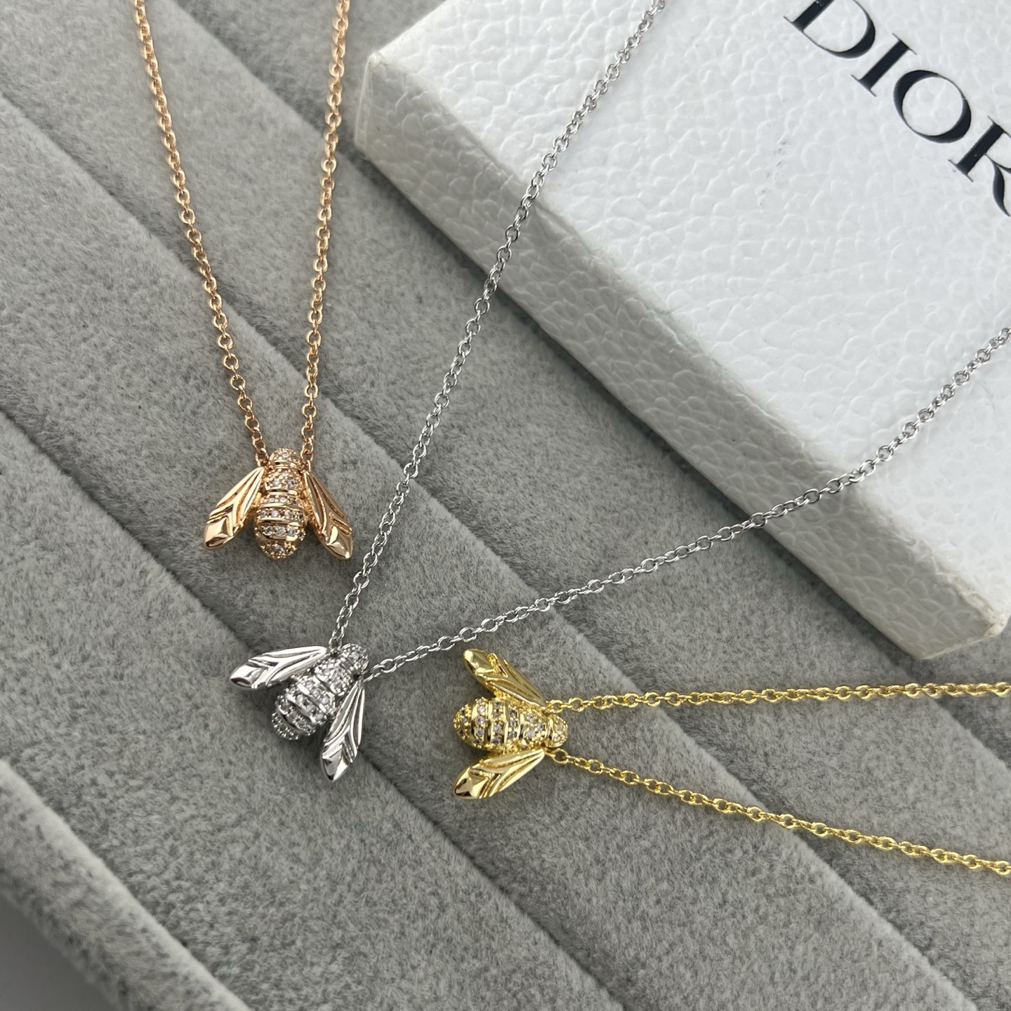 Rhinestone Bee Pendant Necklace