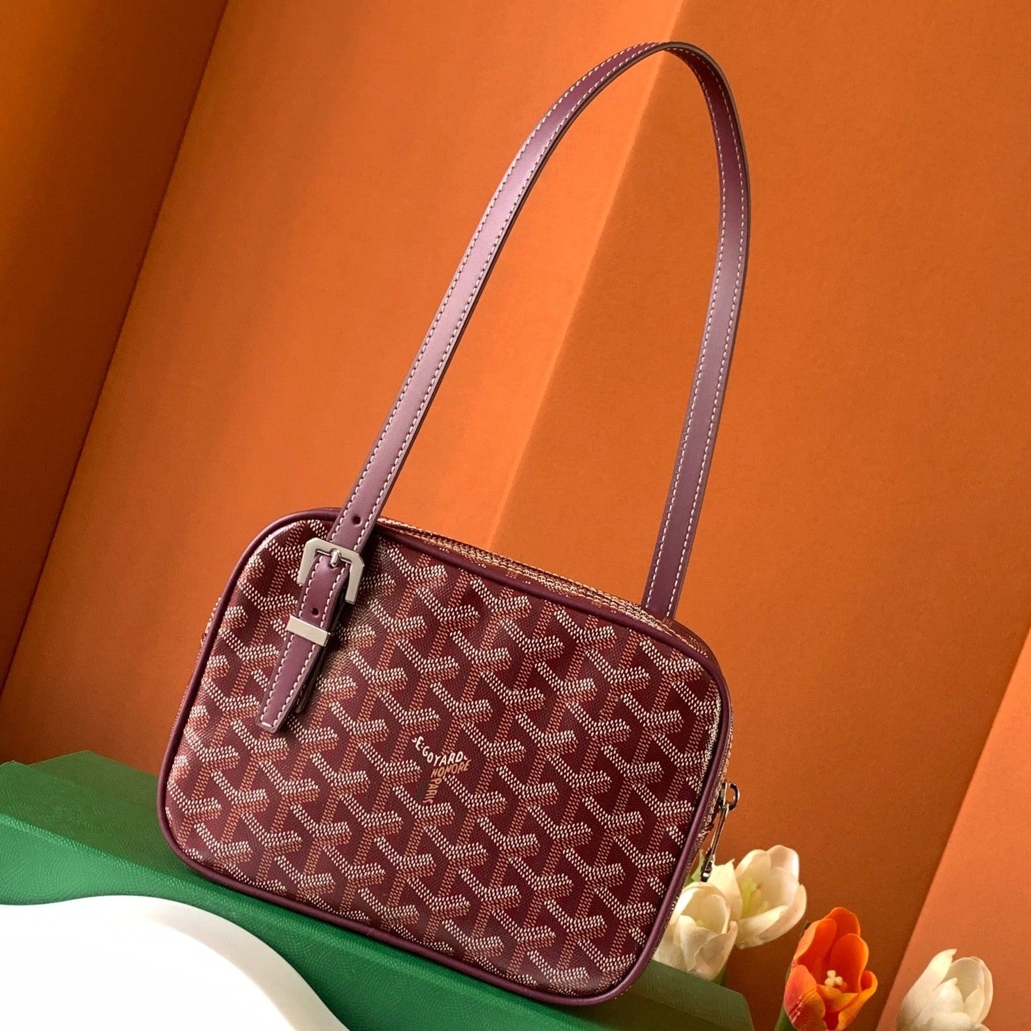 Goyard Yona Bag Coated MM 21Cm Burgundy Canvas
