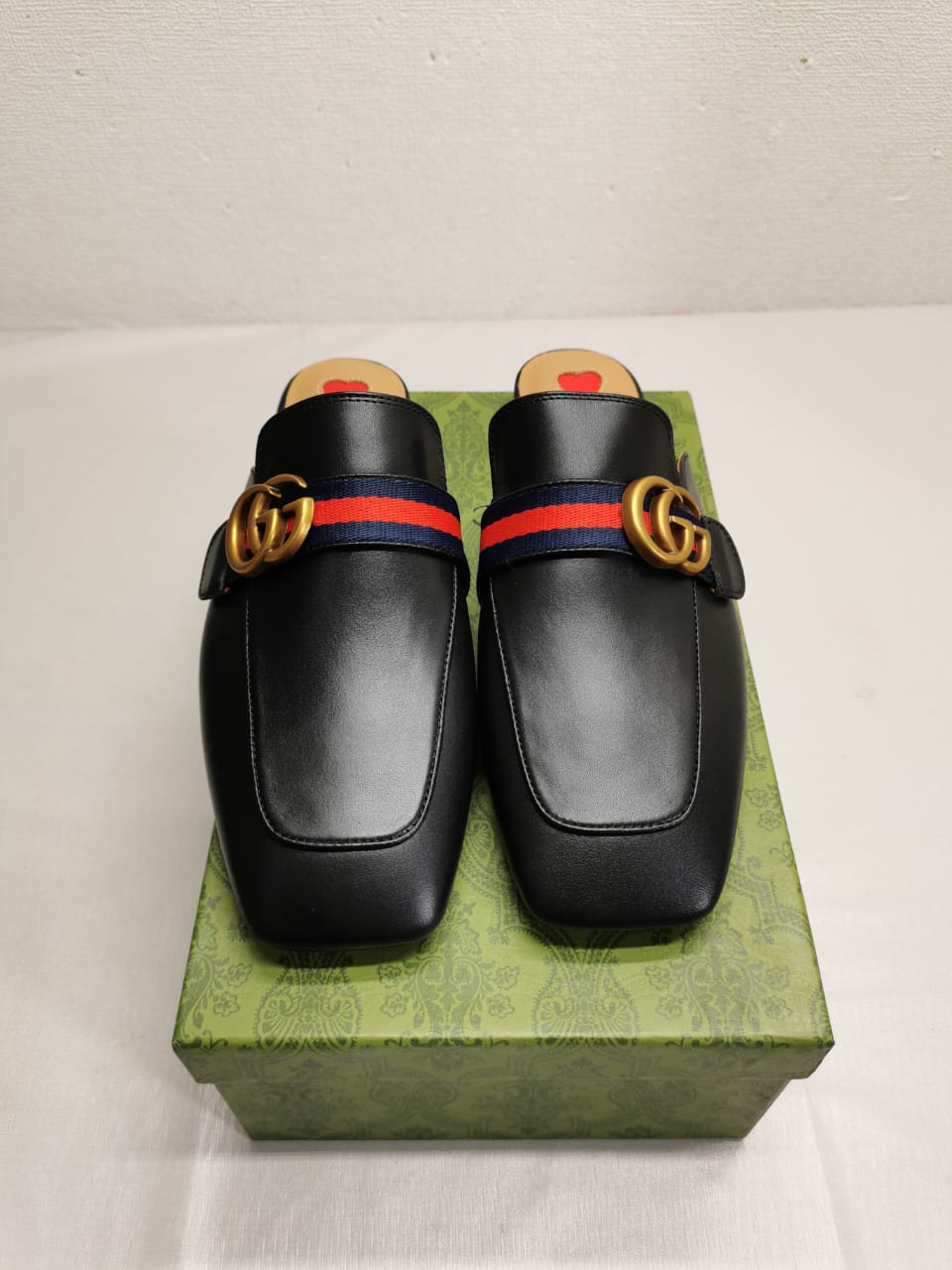 Gucci Women’S Princetown Slipper Double G Black Leather 423694 Dkhc0 1061