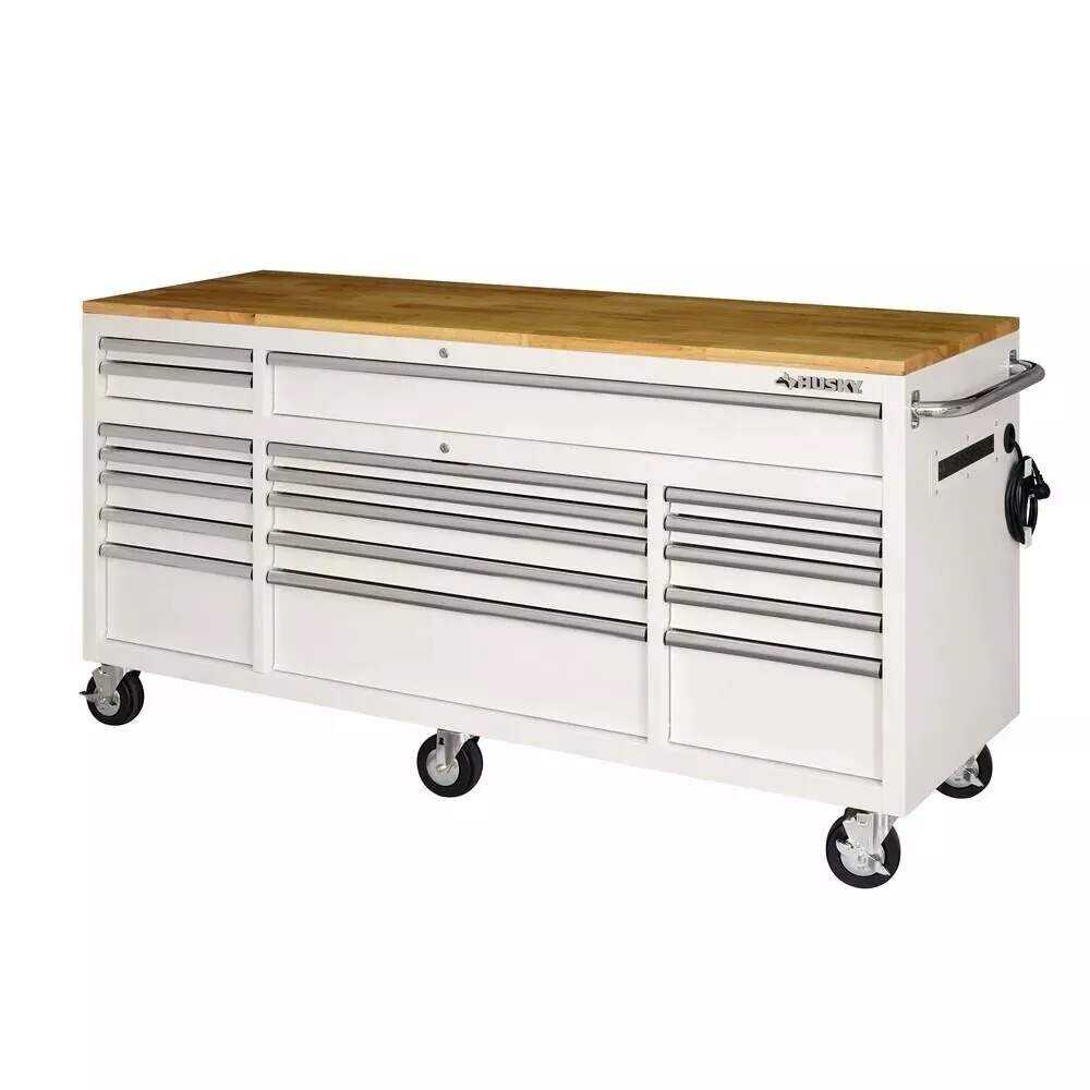 72 IN. 18-DRAWER MOBILE WORKBENCH WITH SOLID WOOD TOP, BLACK