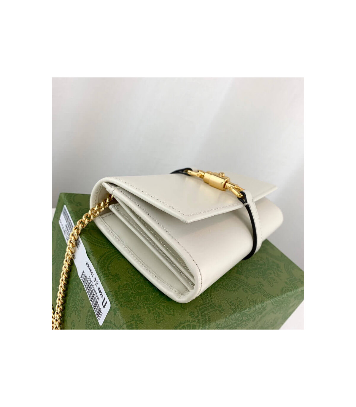 Gucci Jackie 1961 White Calfskin Chain Wallet 19cm