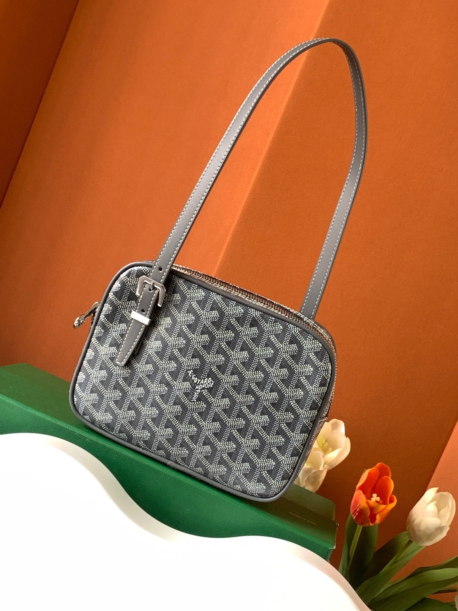 Goyard Yona Bag Coated MM 21Cm Grey Canvas