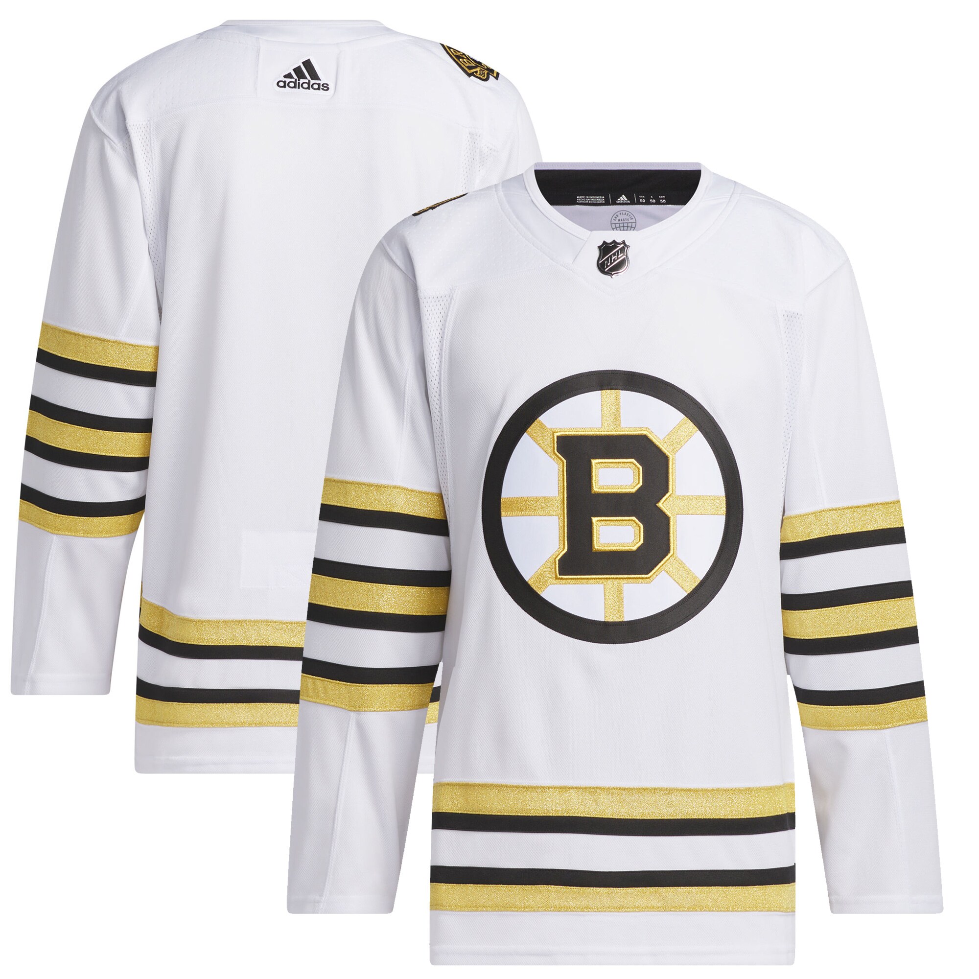 Boston Bruins adidas 100th Anniversary Primegreen Authentic Jersey – White