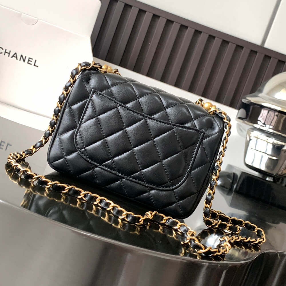 Chanel Mini Flap Bag with Pearl Top Handle Chain