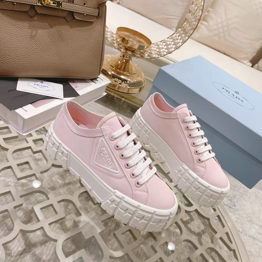 Prada Double Wheel Nylon Gabardine Sneaker Light Pink 1E260M3Lfxf0E18F050