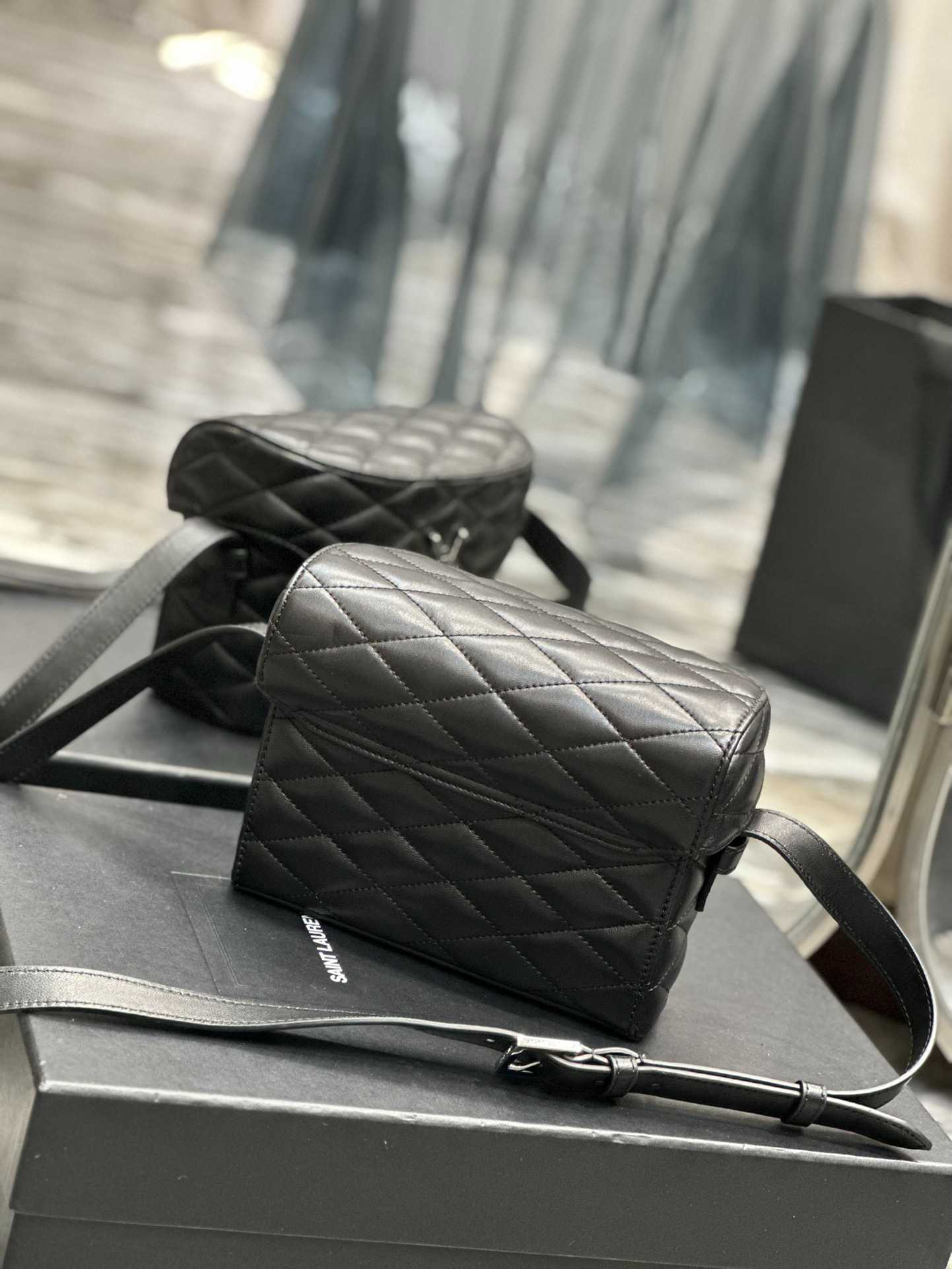 Saint Laurent June Box Bag In Quilted Black