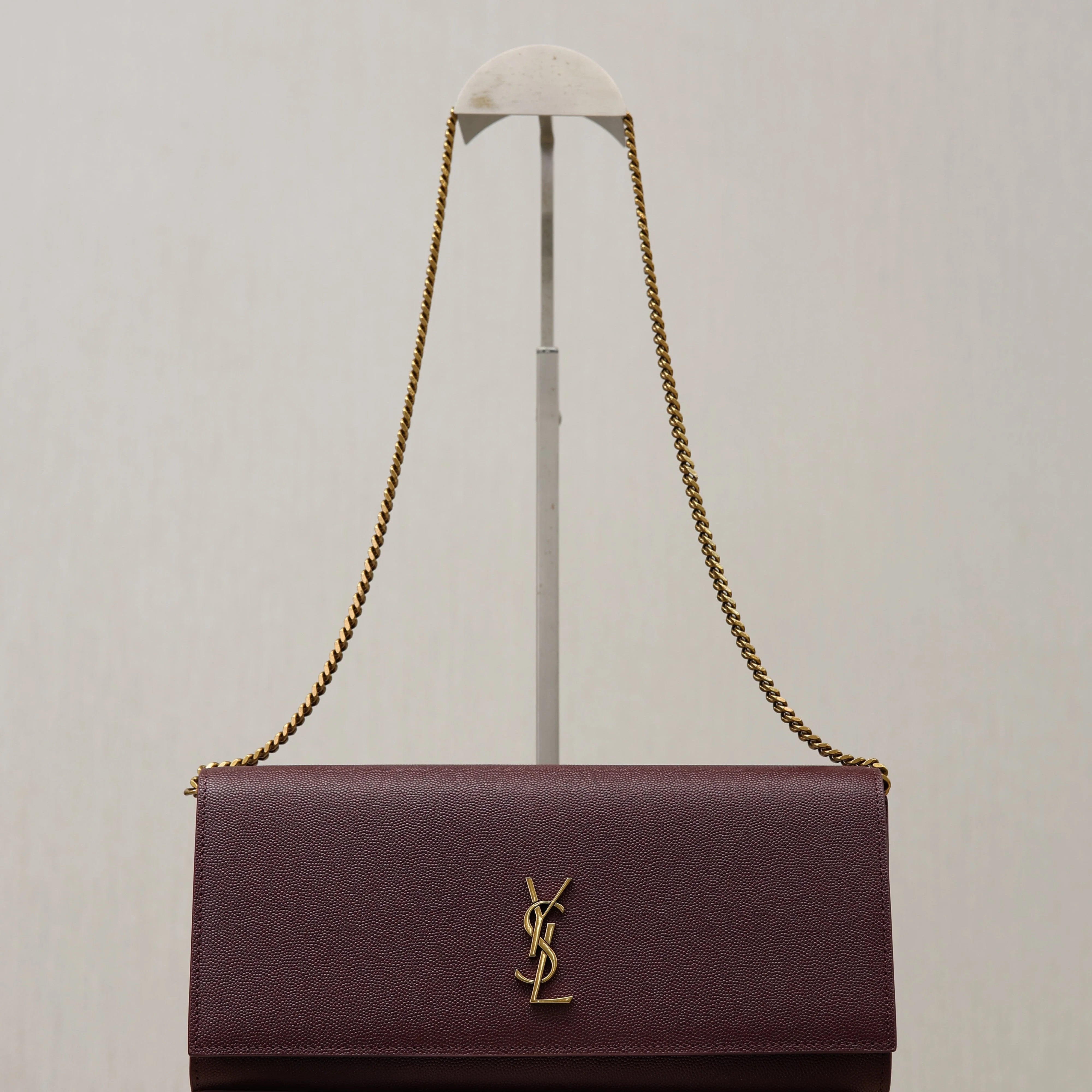 YSL Kate Clutch Bag Burgundy Caviar Leather