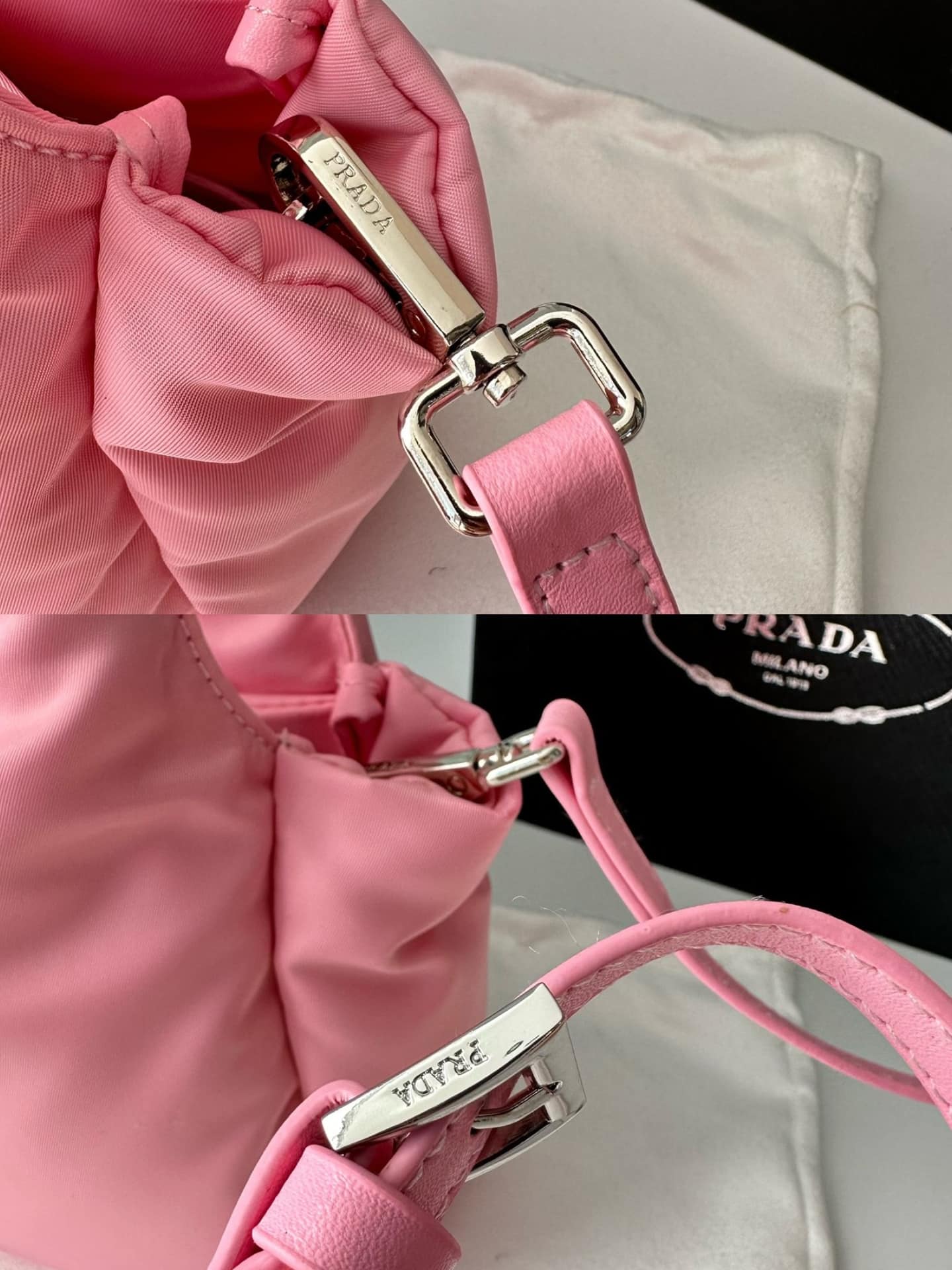 Prada Padded Soft Leather Bag Geranium Pink 19Cm