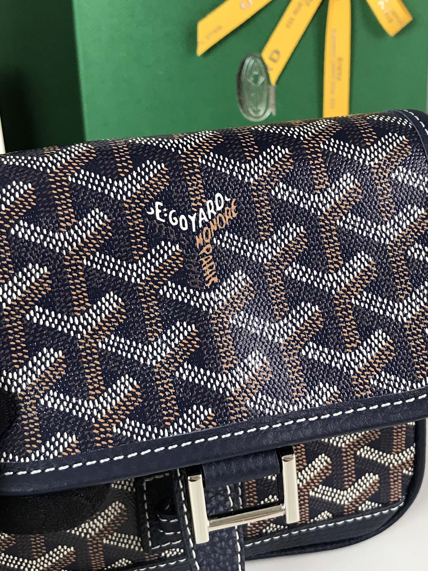 Goyard Grand Bleu 16 Cm Navy Blue Goyardine Canvas And Lambskin