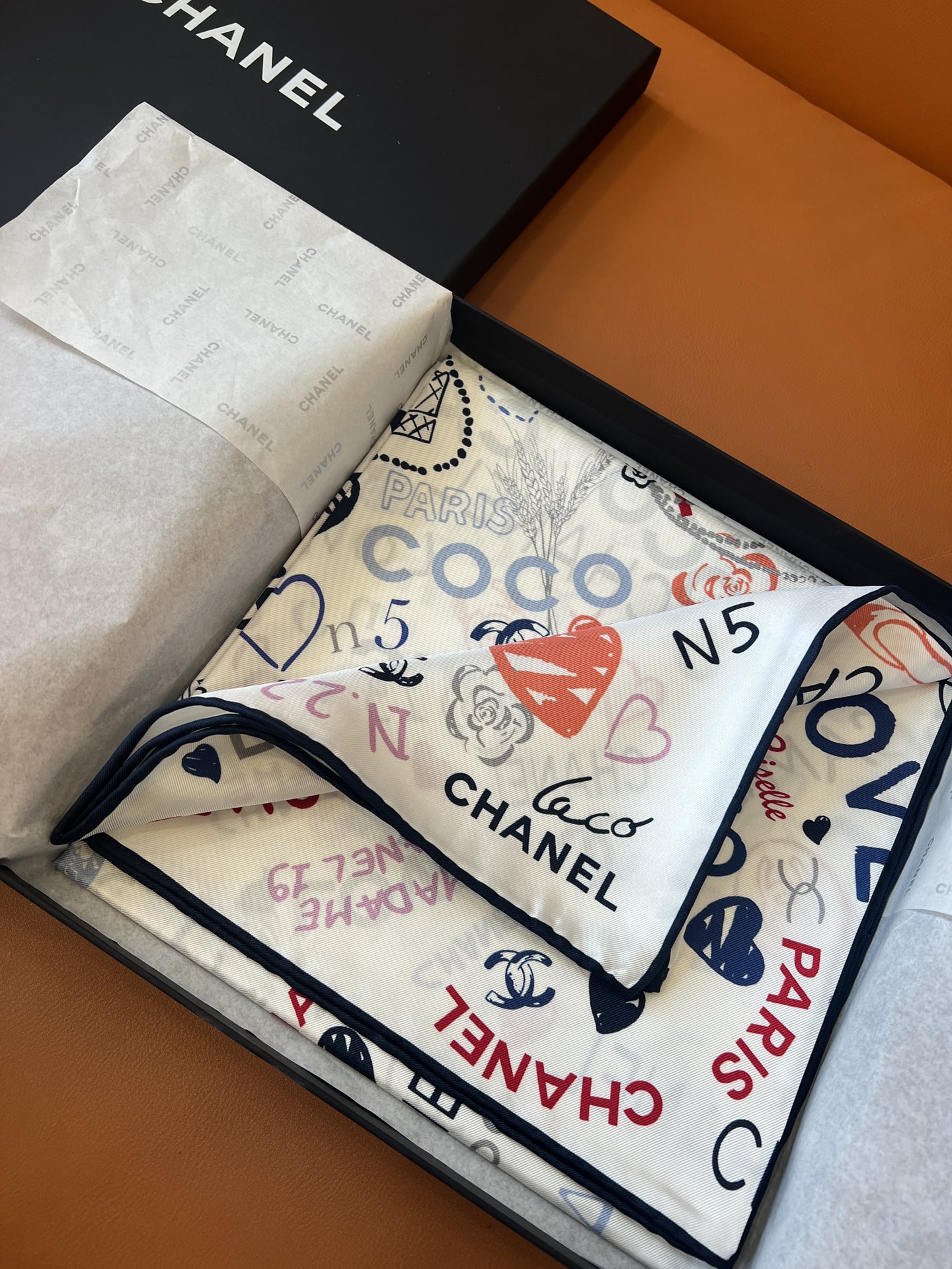chanel scarf white