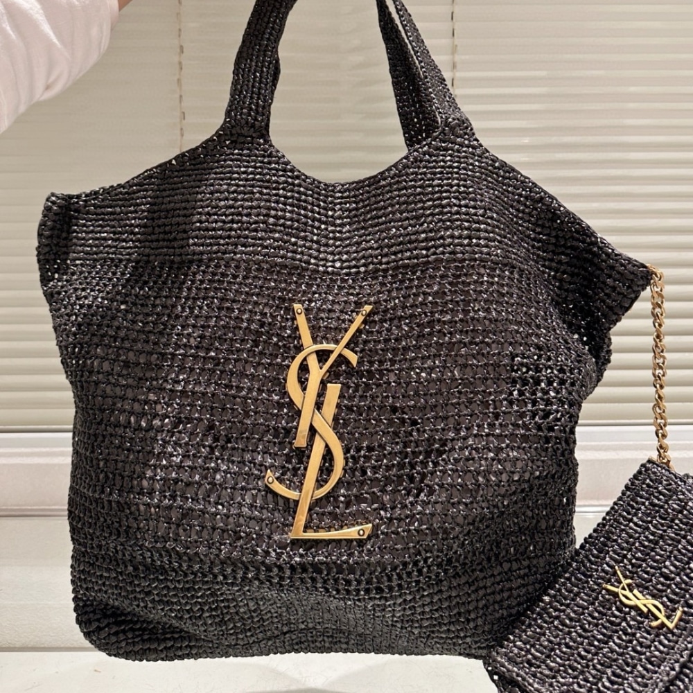 Saint Laurent Icare In Raffia Black 45Cm 772191Gaafm1000