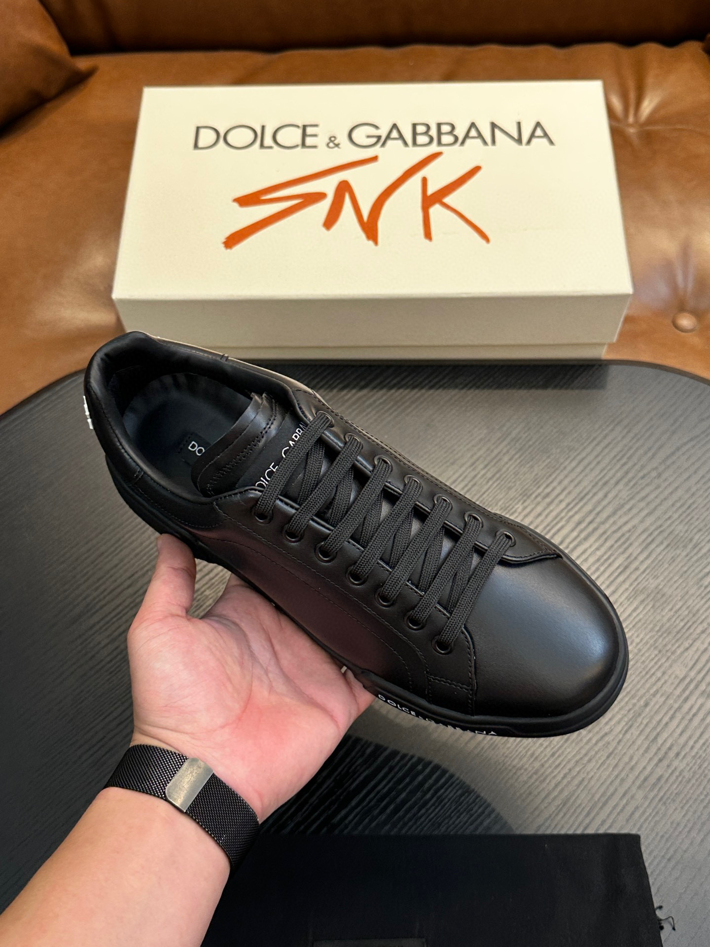 DOLCE & GABBANA Calfskin nappa Portofino sneakers