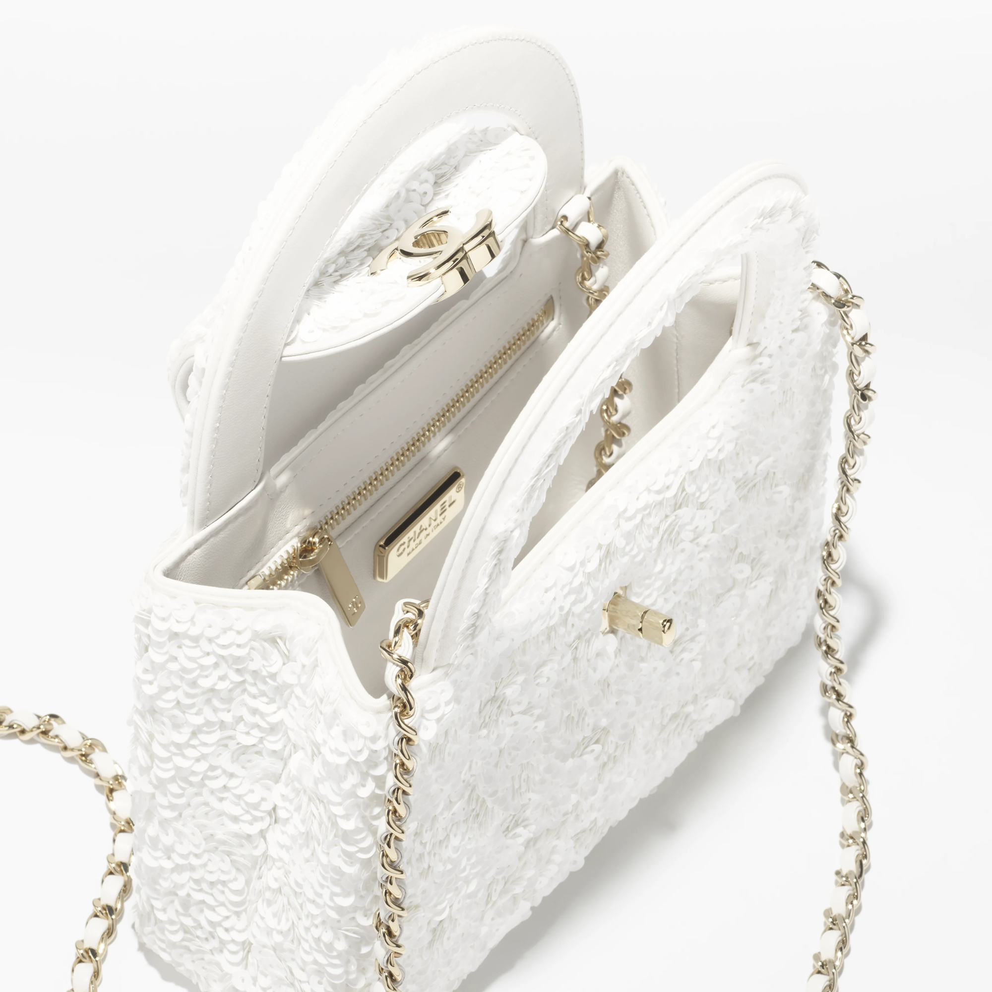 Chanel Mini Sequin Handbag White 19cm/7.5in