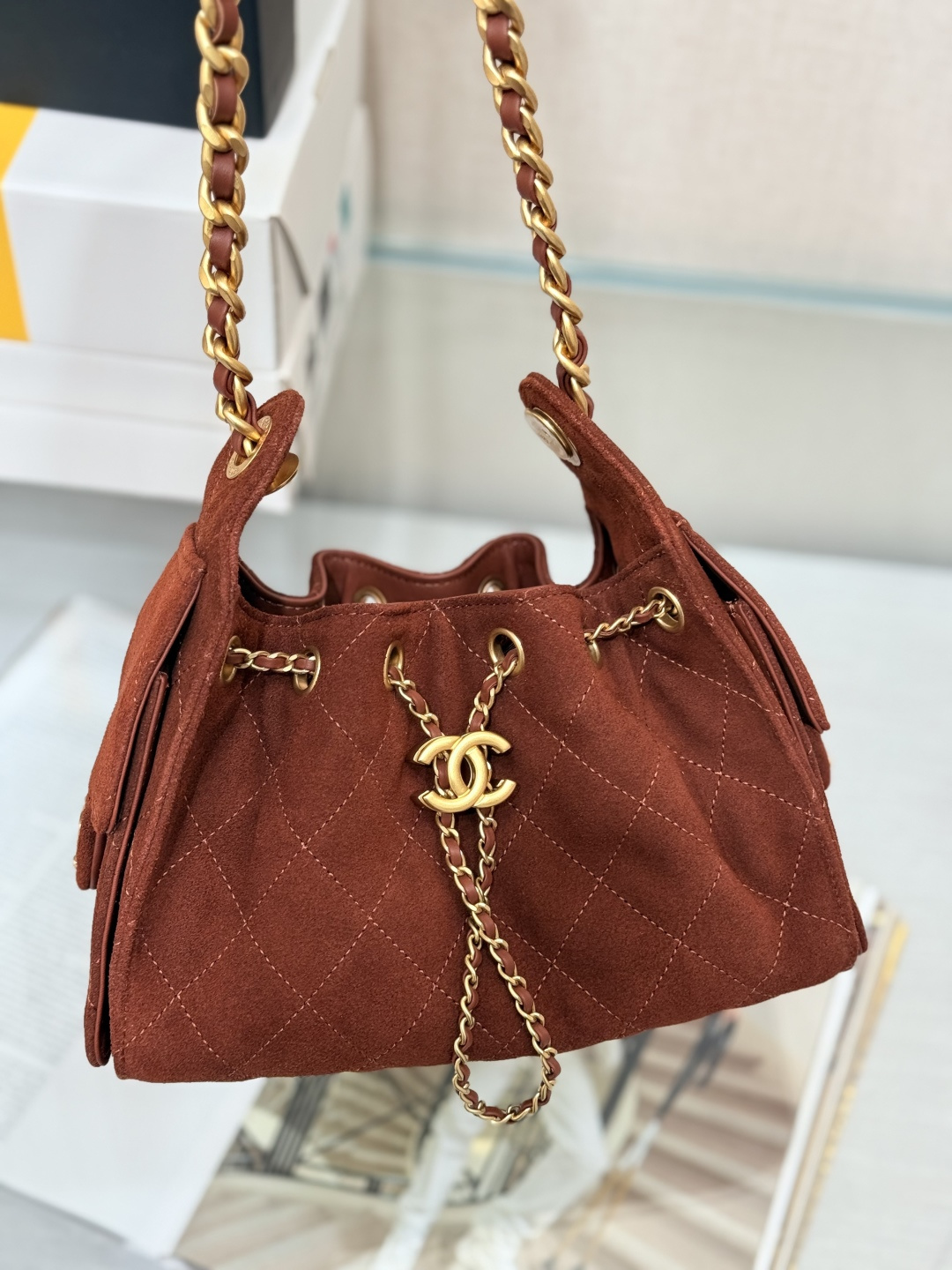 25Bag Mini Drawstring Bag（Reddish Brown）