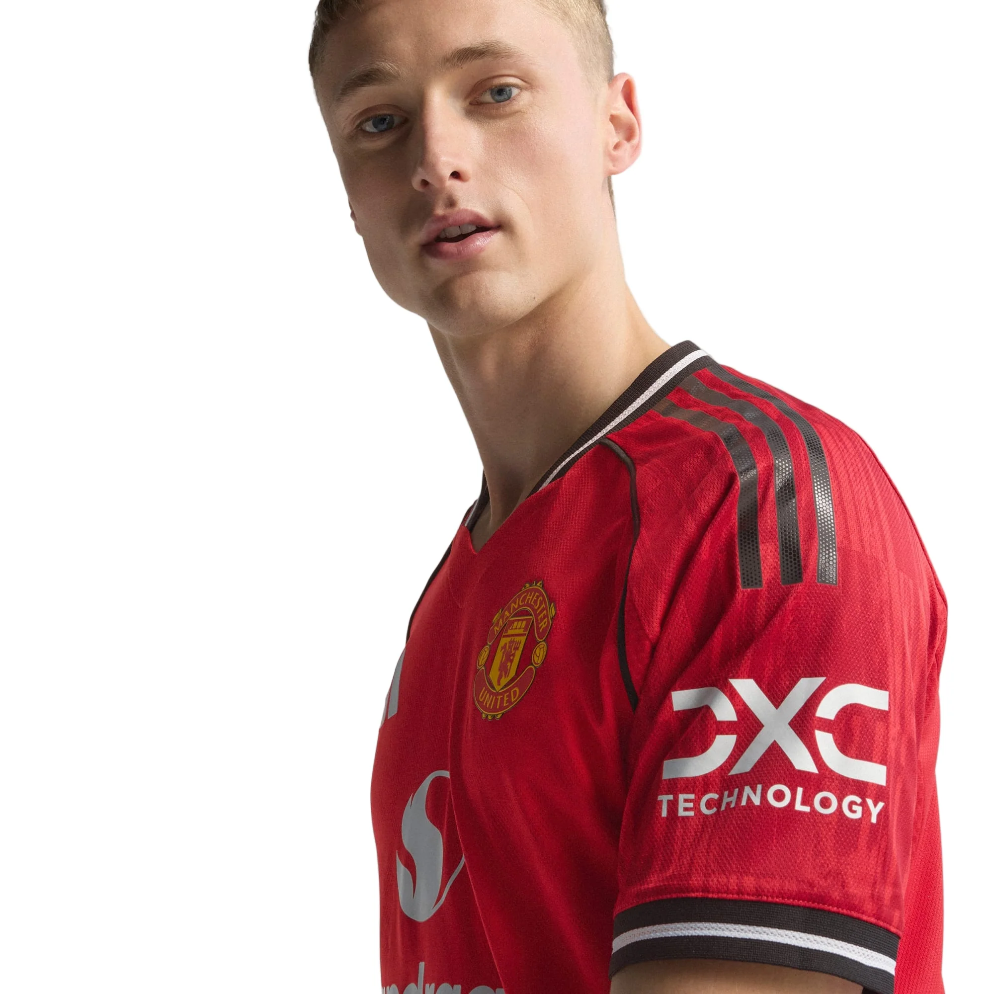 adidas Bruno Fernandes Men's Manchester United Authentic Home Jersey 25/26 w/ NRFR + EPL Patch (Red)