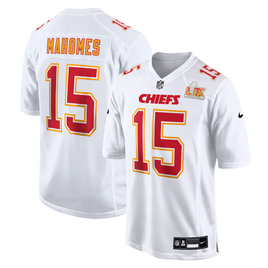 Men's Kansas City Chiefs Patrick Mahomes Nike Carbon White Super Bowl LIX Fashion Game Jersey