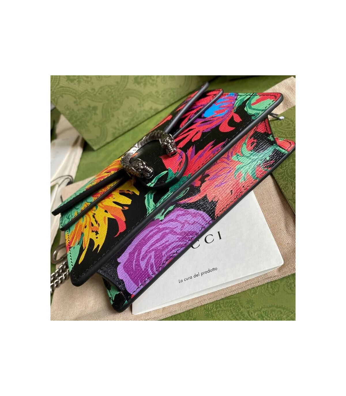 Gucci Dionysus Ken Scott Print Super Mini Bag Black