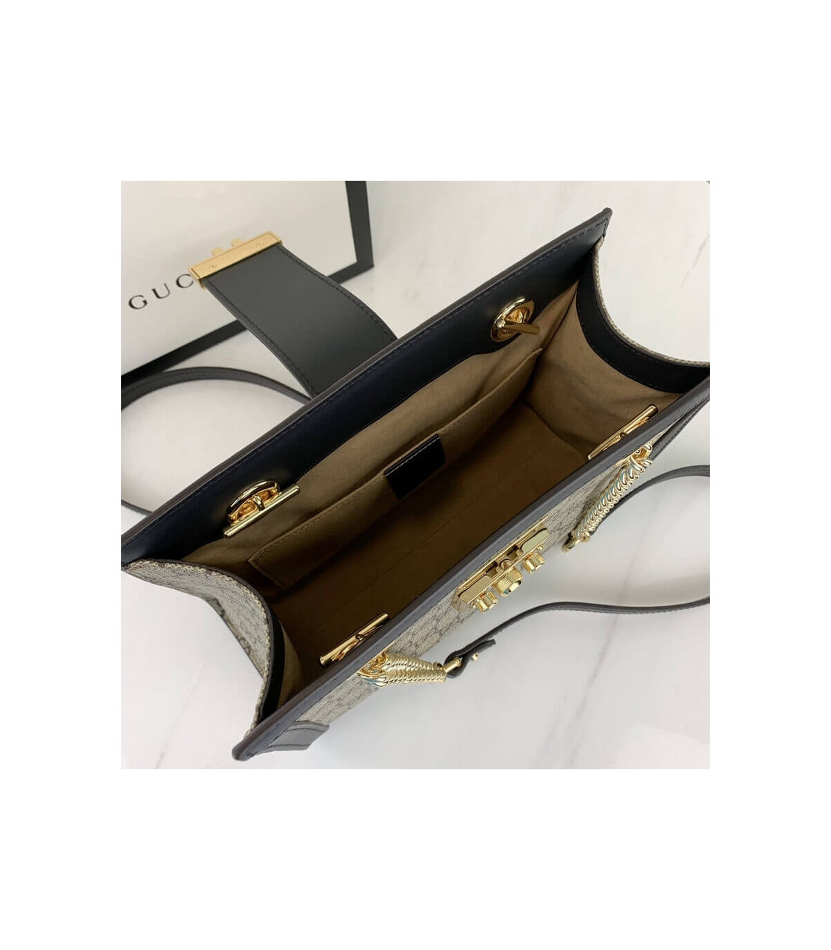 Gucci GG Supreme Padlock Small Shoulder Bag Black 26cm