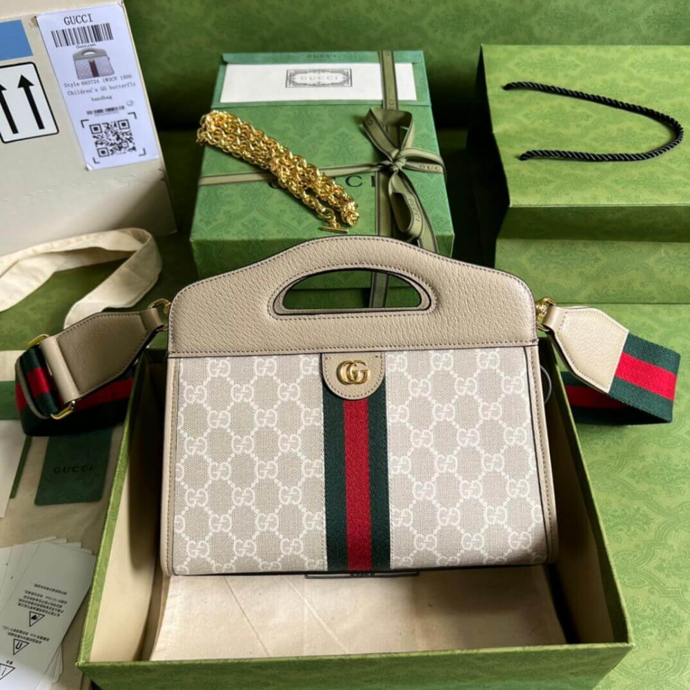 Gucci Ophidia Small Tote With Web White