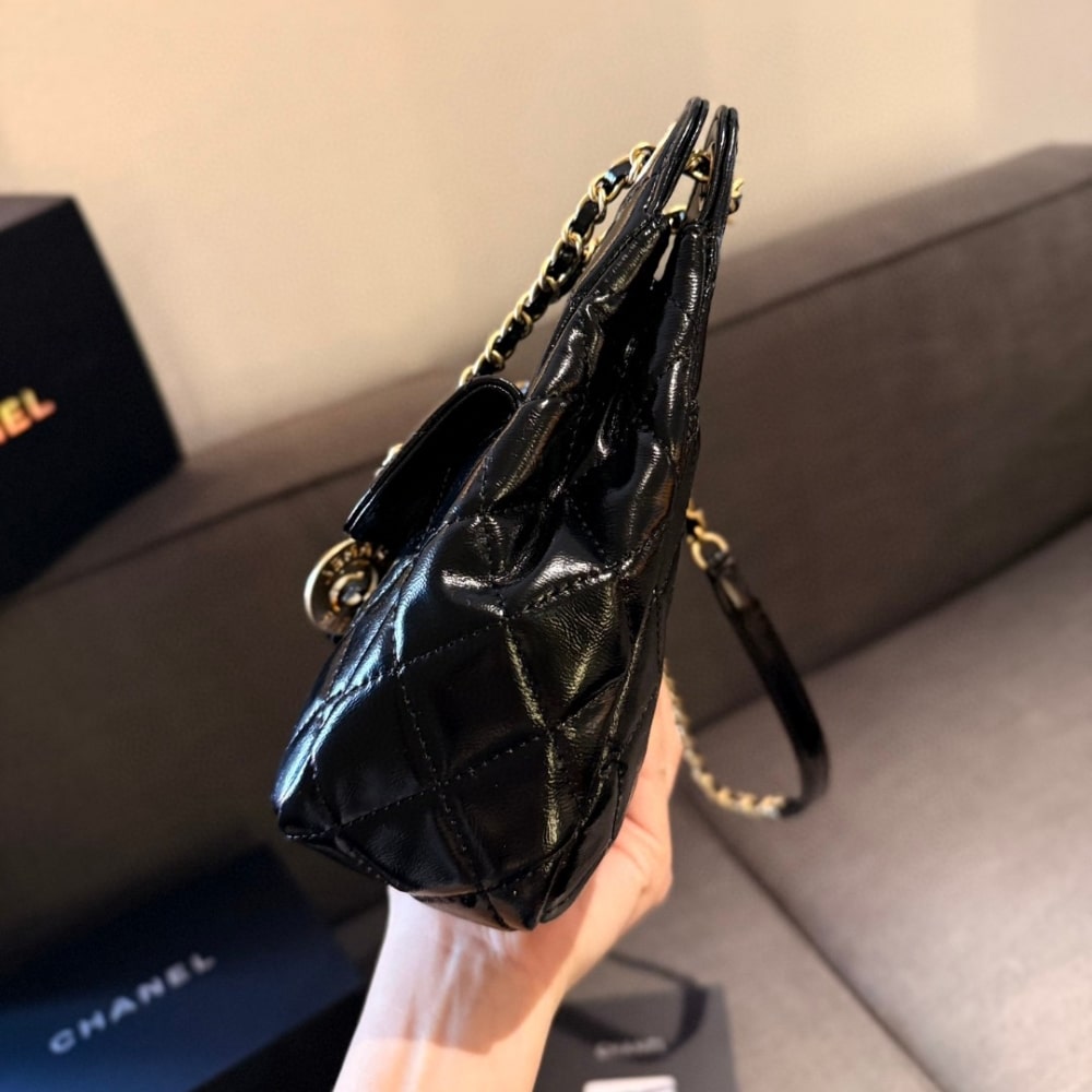 Chanel Small Hobo Bag Gold Black 20cm AS3710 B09746 94305