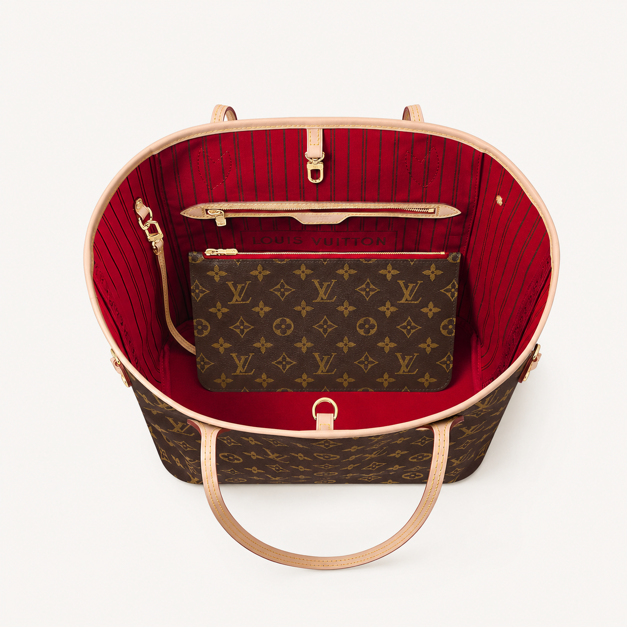 Louis Vuitton Neverfull MM tote bag, striped textile interior and removable zip pouch