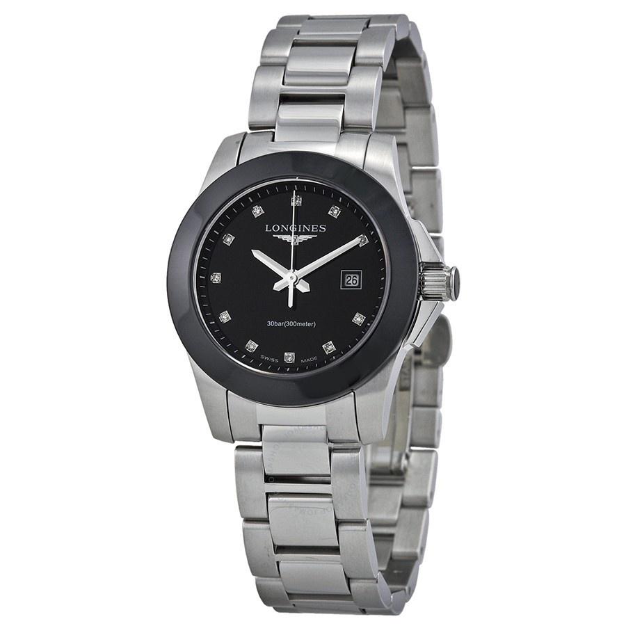 【Super Clone】Longines Women's L32574576 Conquest Diamond Stainless Steel Watch