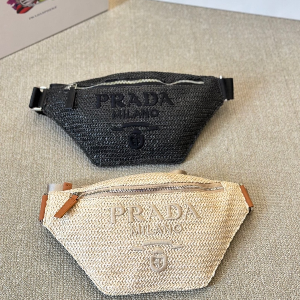 Prada Crochet Belt Bag Natural 30Cm