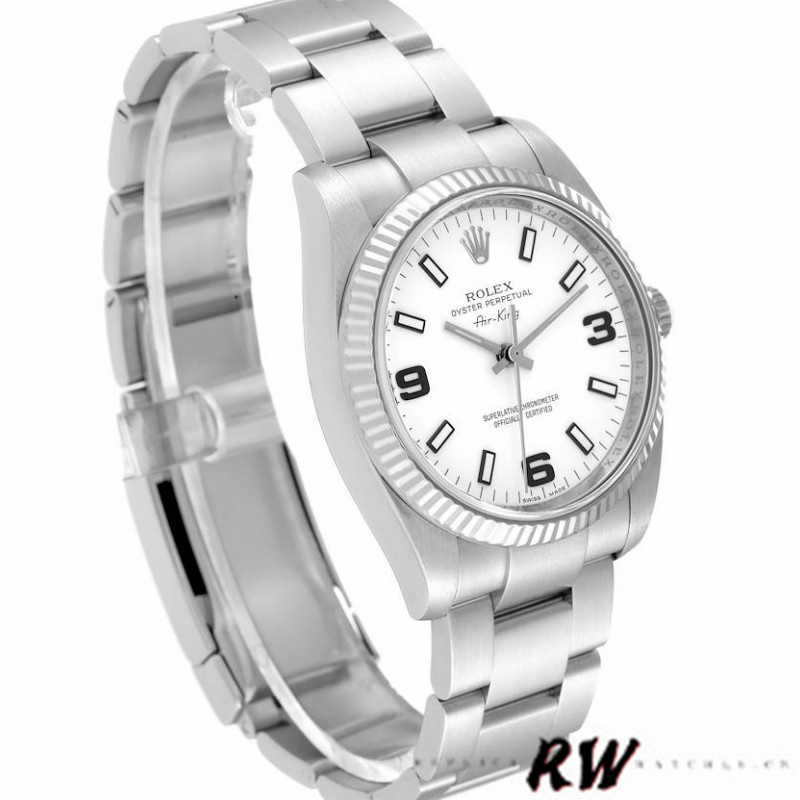 【Super Clone】Rolex Oyster Perpetual Air-King 114234 White Arabic Dial 34mm Unisex Replica Watch