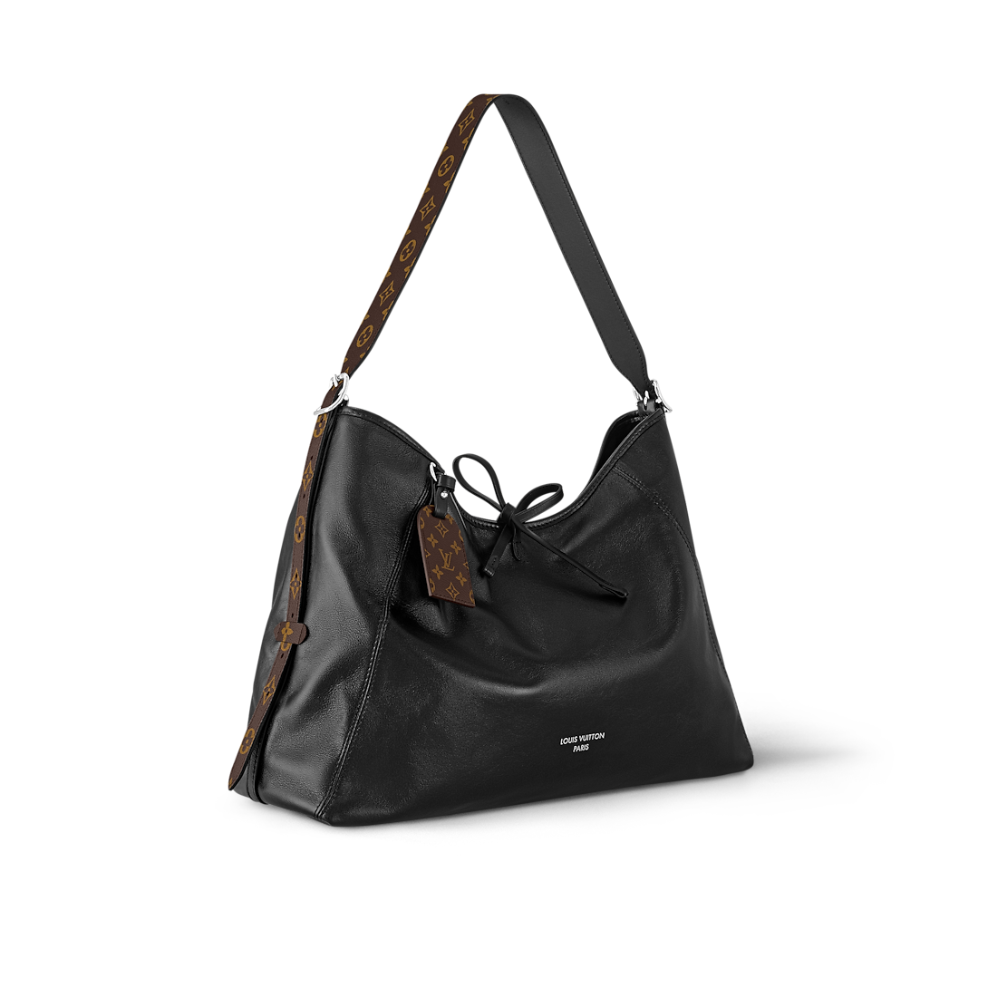 Louis Vuitton CarryAll Vibe MM Medium Black Leather Shoulder Bag 39cm/15.4in M25143