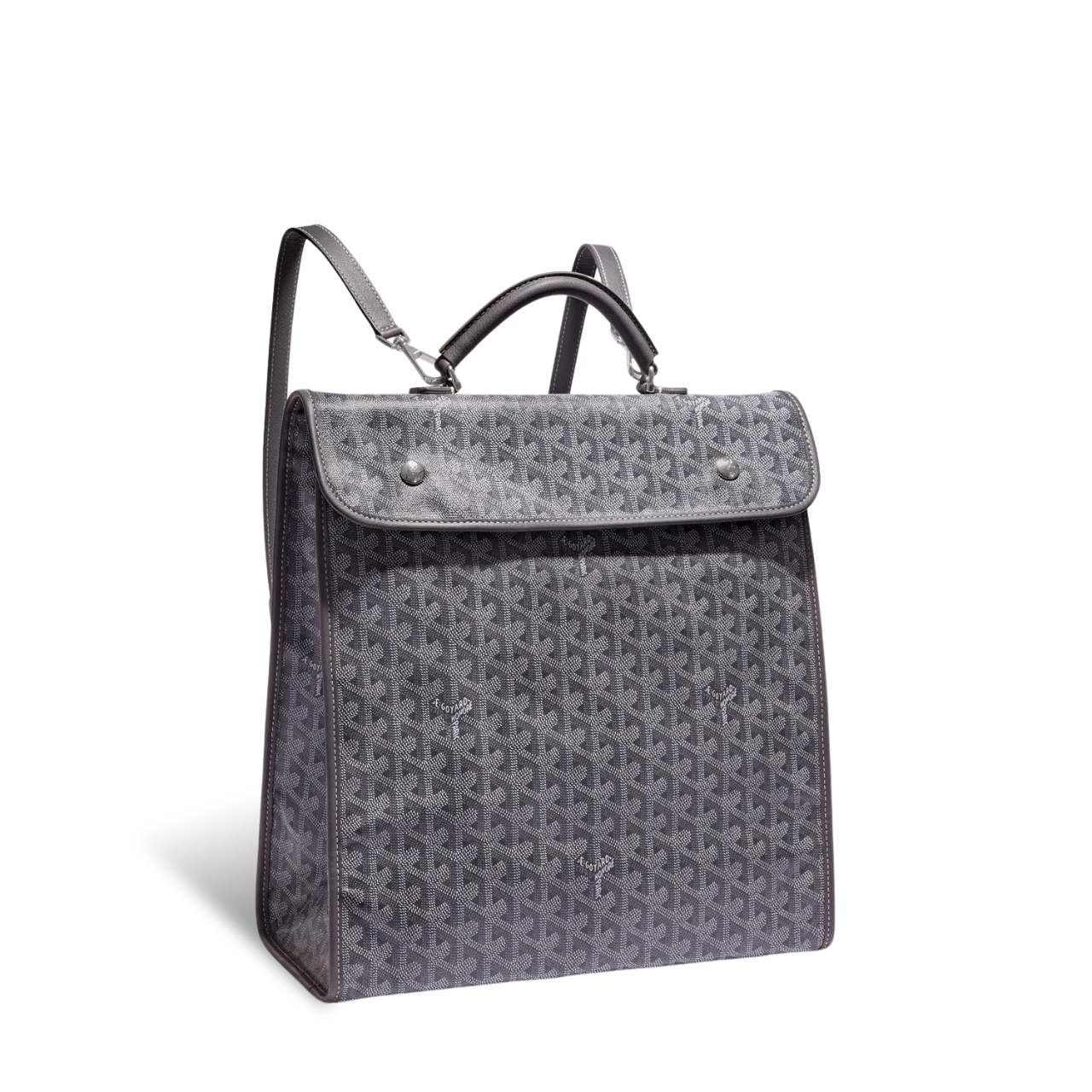 Goyard Leger Backpack 37 Cm Gray Goyardine Canvas With Calfskin Trim