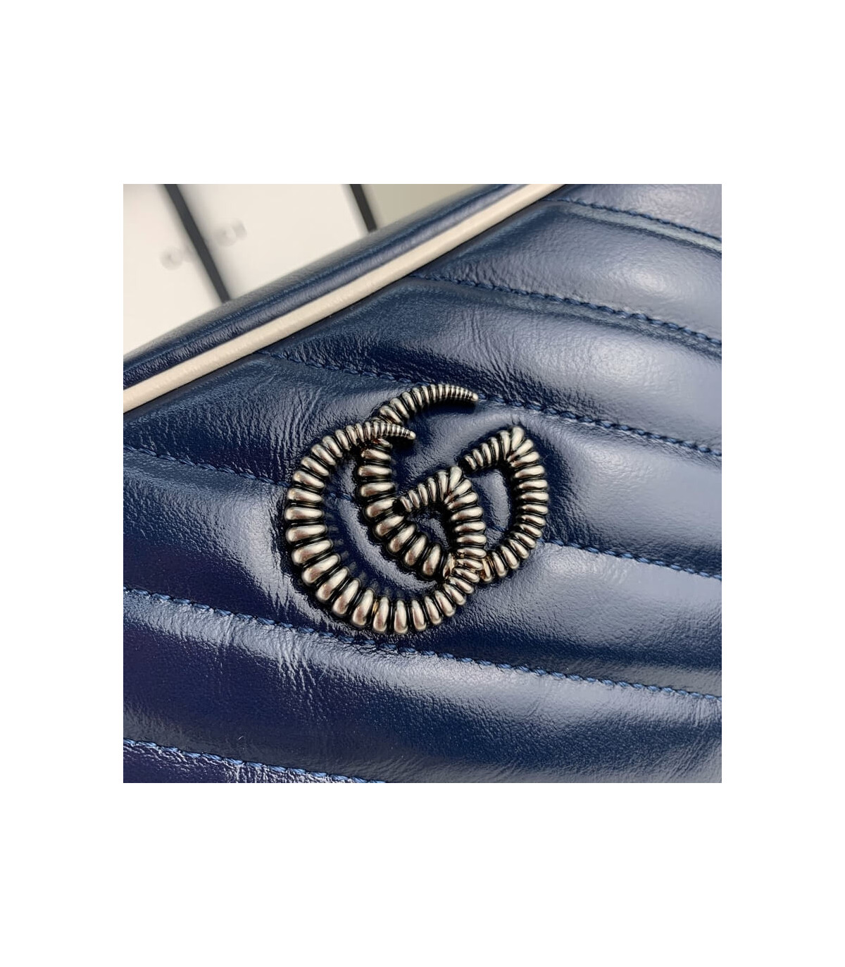 Gucci Diagonal GG Marmont Mini Bag Blue/White