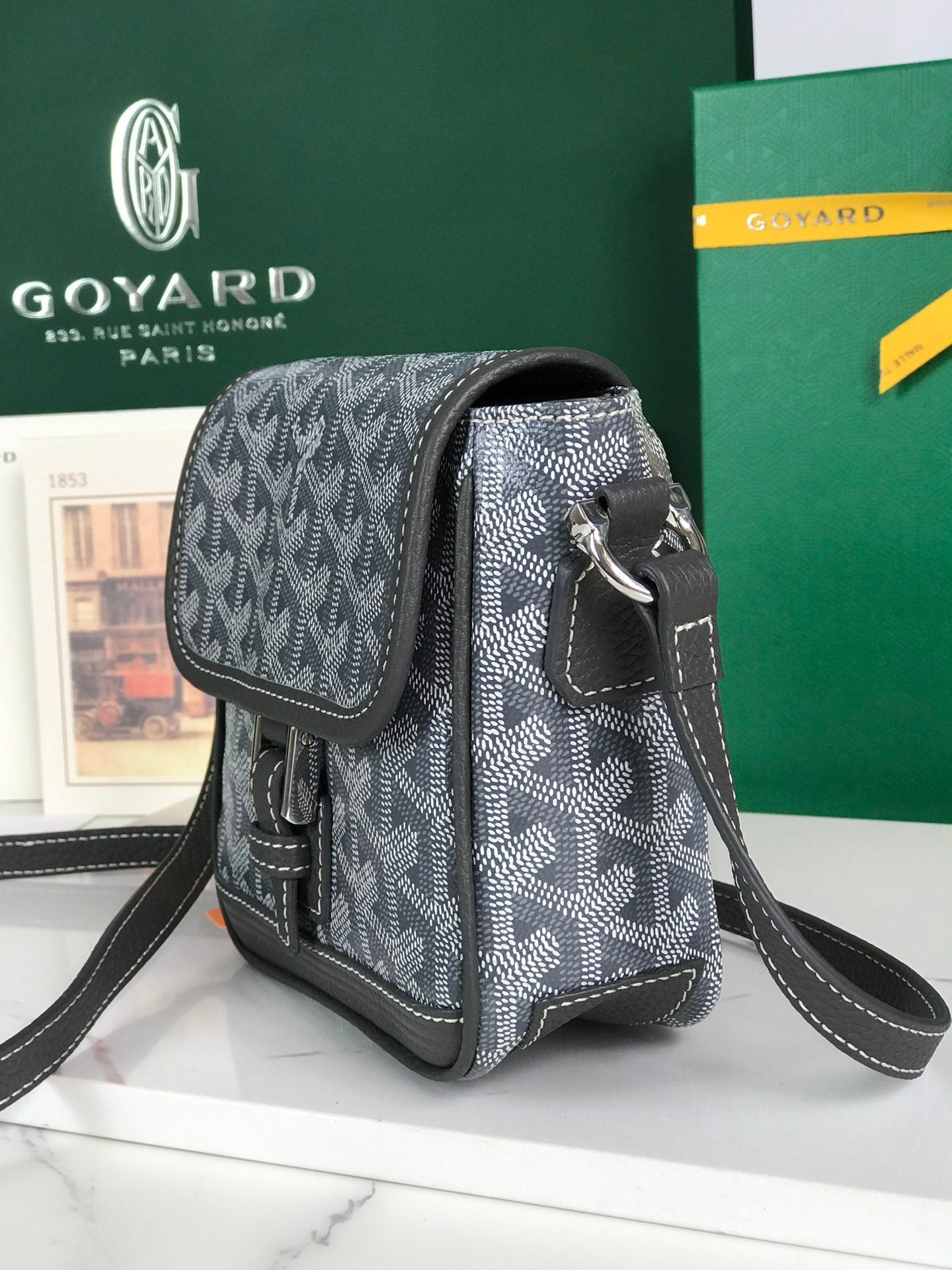Goyard Grand Bleu 16 Cm Gray Goyardine Canvas And Lambskin
