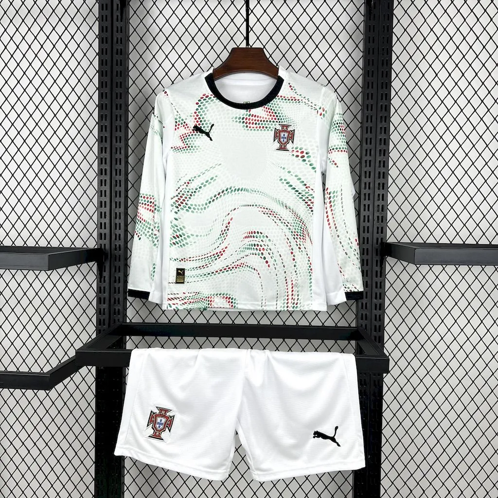 2025-26 Portugal Away Long sleeve Kids Football jersey