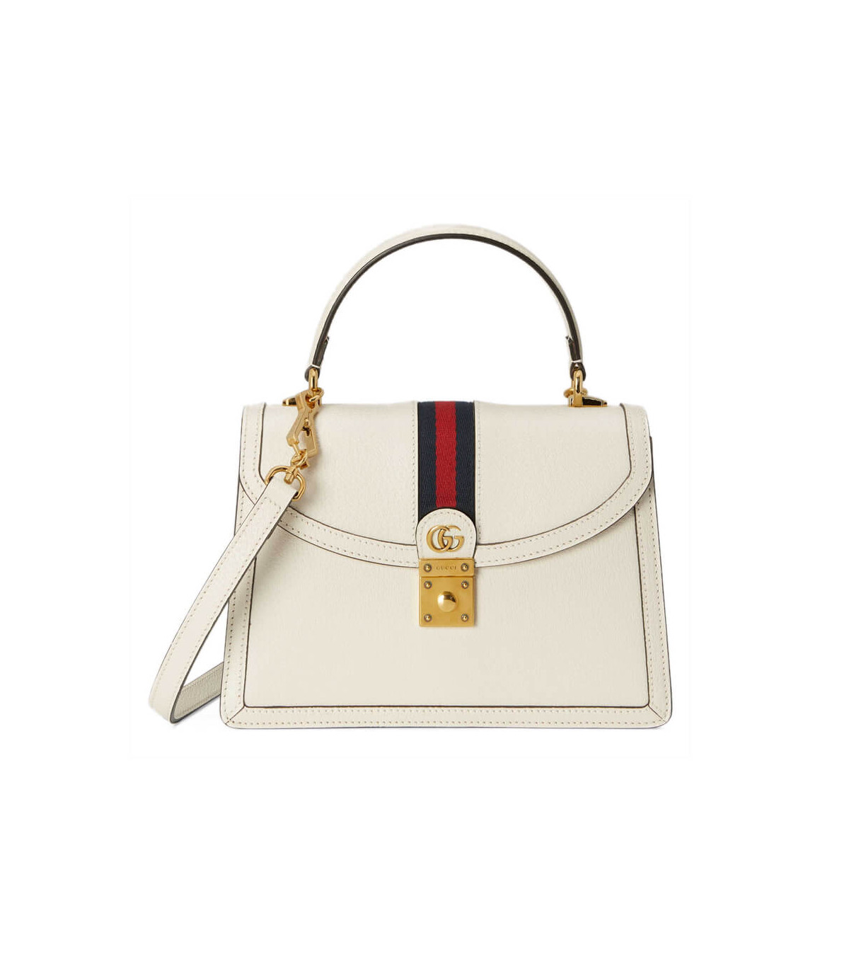 Gucci Ophidia Leather Small Top Handle Bag With Web